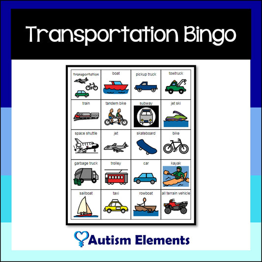 Transportation Bingo- Vehicles- SPED & Autism Resources