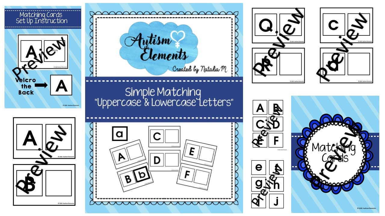 Alphabet-Simple Matching- Uppercase & Lowercase Letters- Task Cards-SPED