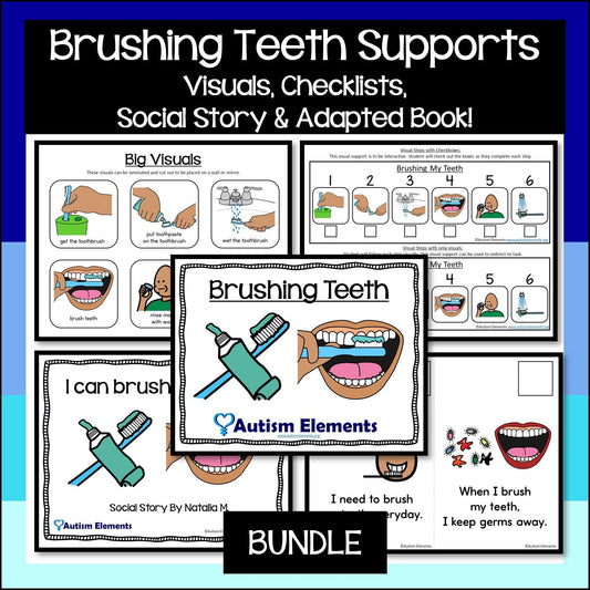 Brushing Teeth Visual Support- Social Story- Adapted Book- BUNDLE- Autism & SPED