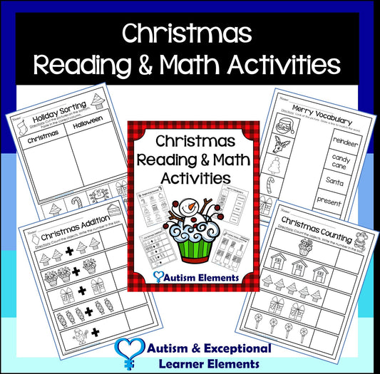 Christmas Reading & Math Activities Printables- SPED- Autism Resources