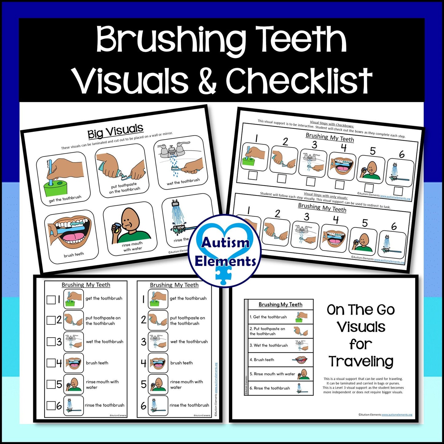 Brushing Teeth Visuals Checklist- Dental- Visuals- Autism -SPED Resources