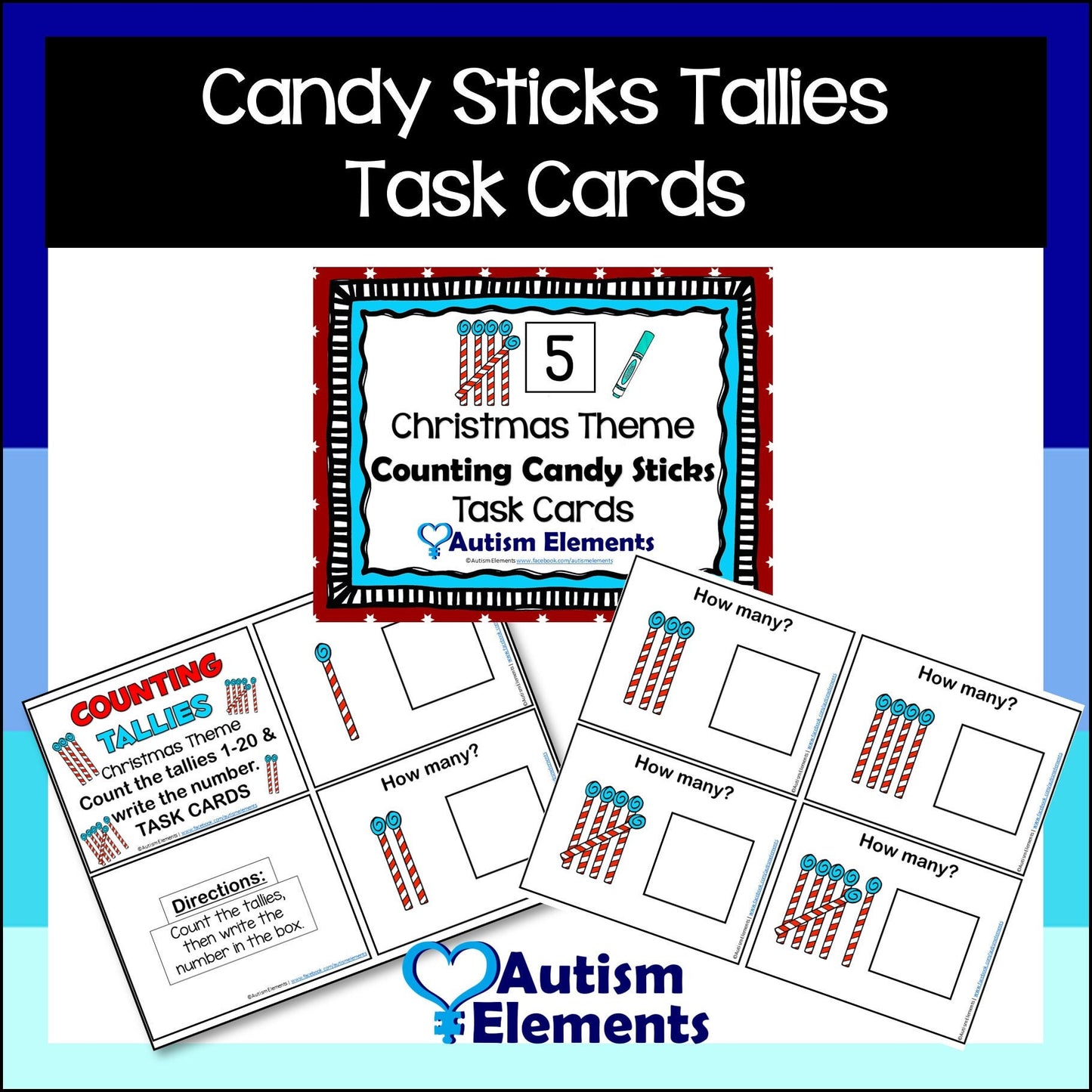 Candy Sticks Tallies Counting Task Cards-Christmas- Winter- SPED Resources