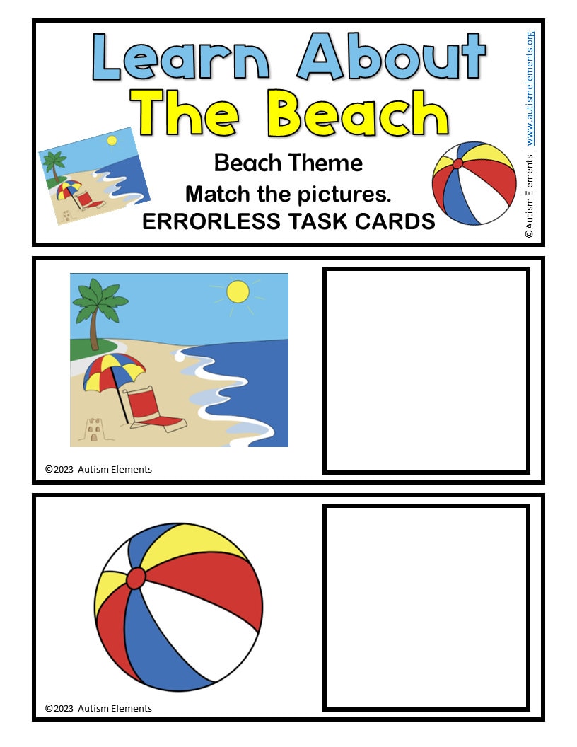 Beach- Errorless Learning- Task Cards- Ocean Theme- Autism- SPED