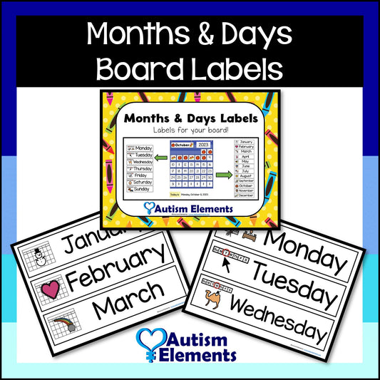 Visual Calendar Board Labels- Calendar- Math